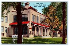 c1940s East Front Templar Park Hotel Spirit Lake Iowa IA Unposted Trees Postcard picture