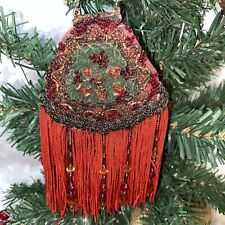 Vintage Victorian Style Decorative Multi Colored Beaded Purse Christmas Ornament picture