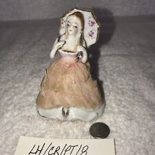 Vtg Dresden Style Lady Figurine Lace Trim Dress Handpainted Japan 1950's picture