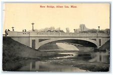 1914 New Bridge Exterior View River Lake Albert Lea Minnesota Vintage Postcard picture