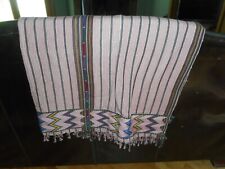 large vintage fringed striped purple textile cloth picture