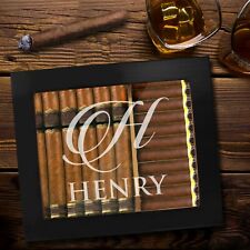 Personalized Premium Cigar Humidor Box with Hygrometer - Matte Black  picture