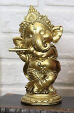 Ebros Hindu Elephant God Ritual Dancing Ganesha Playing Flute Golden Statue 6