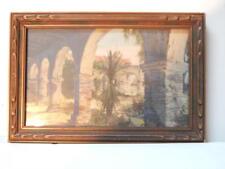 ANTIQUE TINTED PHOTOGRAPH ORIG FRAME + GLASS MISSION SAN JUAN CAPISTRANO CLIF picture