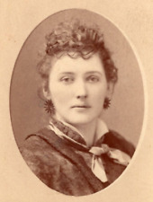 BOSTON MA 1870s Lovely Victorian Woman Starburst Earrings CDV by D. K. PRESCOTT picture