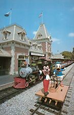 DISNEYLAND Vintage 1980s MICKEY and DONALD wait for friends at RAILROAD DEPOT picture
