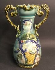 Antique Bohemian Majolica Art Nouveau” / Jugendstil Vase Made in Austria c.1880s picture