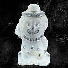 Vintage Viking Glass Clown Figurine Paperweight Frosted Clear Heavy Crystal Vtg picture