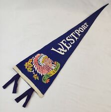 Vintage Pennant Westport Ontario Canada Native American Indian Graphic Sign Flag picture