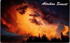 Alaskan Sunset Alaska AK Postcard WOB Note 4c Lincoln Stamp VTG Plastichrome picture