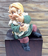 Vintage Garden Mushroom Gnome Figurine Hard Plastic Painted Shelf Sitter 6