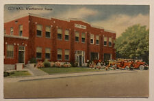 Vintage Postcard, City Hall, Fire Engines, Weatherford, Texas picture