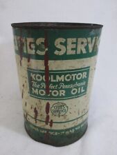 Vintage 1940s Cities Services Koolmotor empty 5 quart metal motor oil can picture