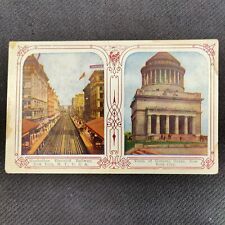 RARE Atq c. 1920s Postcard NEW YORK NY MANHATTAN RAILWAY + TOMB OF GENERAL GRANT picture