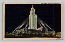 State Capitol at Night, Lincoln NE Linen Postcard No. 8A-H895 picture