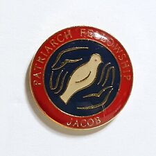 Patriarch Fellowship Jacob Pin Red Blue White Dove Hands Religious Lapel Pin picture