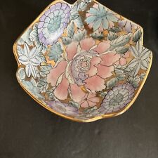 Vintage Toyo Golden Peony Trinket Bowl Pastel Floral Design pink unique flower picture