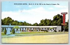Roadside~Jasper FL~Suwannee Motel~Umbrella Tables~US 41 & 129~Vintage Linen PC picture