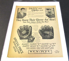 DAZZY VANCE & DAFFY DEAN 1935 Ken-Wel Baseball Glove 9x11