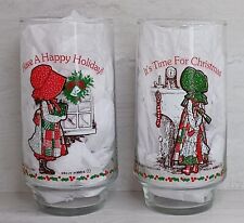 2 Holly Hobbie Christmas Limited Edition Glasses Coca Cola Coke Tumblers VTG picture