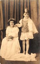 YOUNG BOY DRESSED AS KING antique real photo postcard rppc COSTUME KIDS c1910 picture