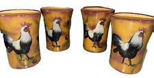 Lesal Ceramic Rooster Design 4-Mugs Hand Painted and Signed Beautiful picture