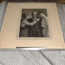 Antique Mounted Photo: Saucy Portrait Older Man & Two Younger Women Polyamorous picture