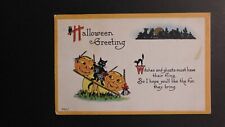 1916 USA Halloween Postcard Cover Ionia MI Local Use Living Pumpkins Black Cat picture
