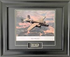 USAF North American B-25 Mitchell WW2 Framed Matted Print With Flown Metal Skin picture