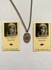 Catholic Saint Miraculous medal St Mary Holy Card veil relic reliquary  picture