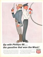 1966 Phillips 76 Gasoline Vintage Print Ad Dual Old West Gas Attendant picture