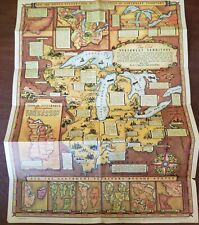 RARE 1937 Historical Map Old Northwest Territory Progress Admin Rentschler  picture