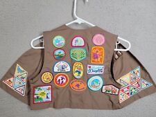 Brownie Girl Scout Vest With Tons Of Patches From Early-mid 90s Medium 10-12 picture