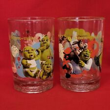 Shrek The Third McDonalds Souvenir Promotional Glass Cup Tumblers Set Of 2 picture