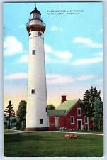 Alpena Michigan MI Postcard Presque Isle Lighthouse Beacon c1940's Vintage picture