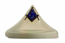Vintage Masonic Ashtray Triangle Shaped With Blue Gold Emblem picture