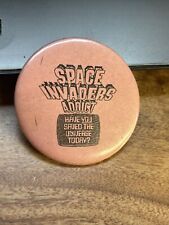 Vintage Space Invaders Atari Video Game Pinback 70s 80s Rare 2” Logo Button Pin picture