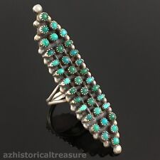 BEN GCHACHU - LARGE NATIVE AMERICAN ZUNI SILVER & NATURAL TURQUOISE CLUSTER RING picture