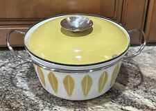 Vntg MCM Cathrineholm Lotus Enamelware Dutch Oven Casserole Norway Butterscotch picture