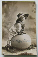 RPPC Easter Child Giant Egg 1914 Real Photo Postcard Exaggeration picture
