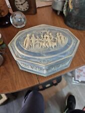 Vintage Reuge Incolay Blue Stone Music Box Jewelry Box 