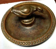 vintage bronze duck on pond ashtray / trinket tray picture