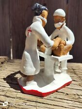Vintage Ocumicho Mexican clay Hospital 2 Doctors & patient diorama by 