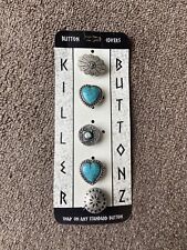 NOS Vintage Killer Buttonz Button Covers 1980s 90s Western Themed Turquoise picture