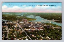 Ottawa IL-Illinois, Aerial Of Town Area, Antique, Vintage Souvenir Postcard picture