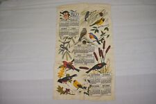 Vintage Cloth Linen Calendar Kitchen Tea Towel 1970 Song Birds picture