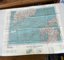 1943 World War II AAF Navy &War Cloth Chart _ Nagasaki & Kagoshima _ 24