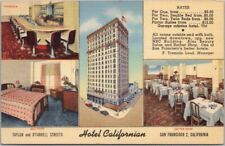 SAN FRANCISCO California Postcard HOTEL CALIFORNIAN Multi-View / Curteich Linen picture