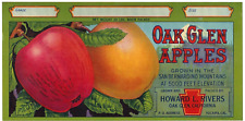 Original OAK GLEN half box apple crate label Howard Rivers San Bernadino Mtns CA picture