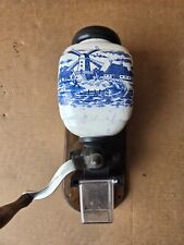 Antique Blue Delft Coffee Grinder Windmill Wall Mount picture